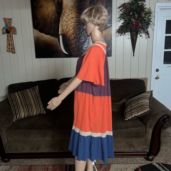 Go Softly Patio • Vintage • Boho • Orange/ Beige/Purple • Small •  Nightgown - Picture 13 of 16